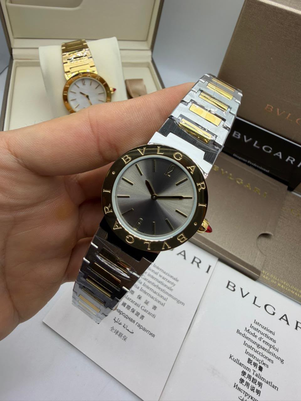 Bvlgari Feminino — Linha Premium AAA+ — Bicolor / Cinza